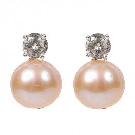 Natural colour pink pearl earrings