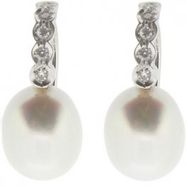 Pearl and diamond drop earrings