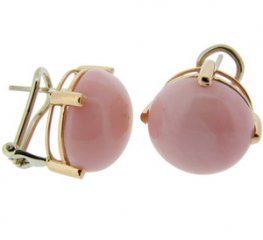 18ct Yellow Gold Pink Opal Earrings