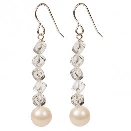 Pearl and quartz gemstone earrings