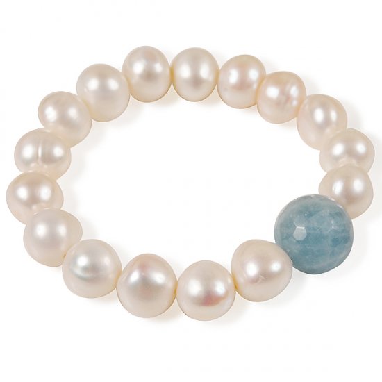 Aquamarine and pearl bracelet