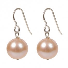 Natural colour pink pearl drop earrings