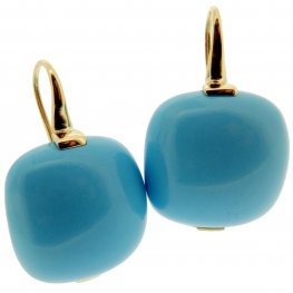 Yellow Gold Turquoise Earrings. 18ct - 750